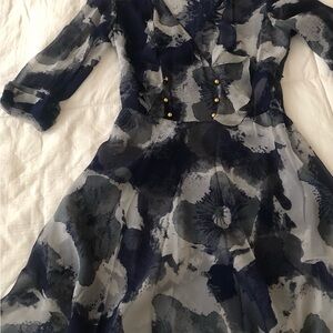 3.1 Phillip Lim Navy and Gray Long Sleeve Dress